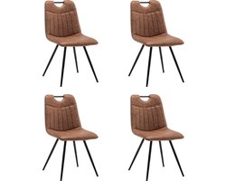 Furnihaus Eetkamerstoelen set van 4 - Leon - Microvezel - Cognac