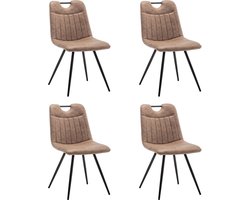 Furnihaus - Eetkamerstoelen set van 4 - Leon - Microvezel - Taupe