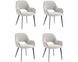 Furnihaus - Eetkamerstoelen set van 4 met armleuning - Levi - Grijs - Stof