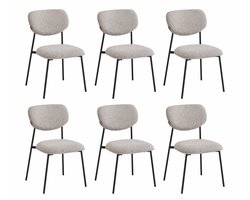 Furnihaus - Eetkamerstoelen set van 6 - Amalia - Taupe - Stof