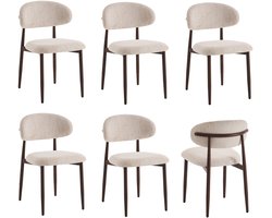 Furnihaus Eetkamerstoelen set van 6 - Celia beige - Japandi kuipstoel