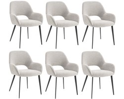 Furnihaus - Eetkamerstoelen set van 6 met armleuning - Levi - Grijs - Stof