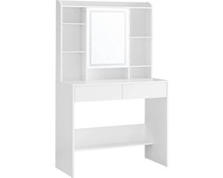 Furnihaus Kaptafel met LED 3 kleuren met instelbare lichtsterkte met spiegel voor make-up wit