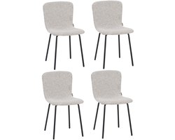 Furnihaus - Luca - Eetkamerstoelen set van 4 - Beige - Stof - Comfortabel en stevig