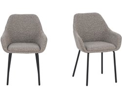 Furnihaus - Lucy - Eetkamerstoelen set van 2 - met armleuning - Taupe - Stof