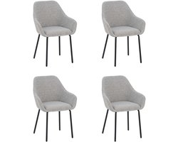 Furnihaus - Lucy - Eetkamerstoelen set van 4 - Met armleuning - Grijs - Stof