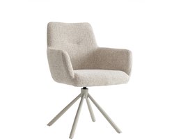 Furnihaus - Weld - Draaibare - Eetkamerstoel met armleuning - Beige - 360°