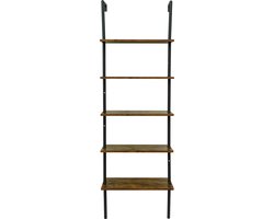 Furnilux 5-Laags Wandgemonteerde Opbergladder - Boekenplank met Metalen Frame - 60x24 cm Planken