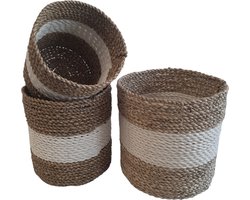 Furnilux Collection plantenbakken - Mandenset - 3 stuks - Naturel en wit