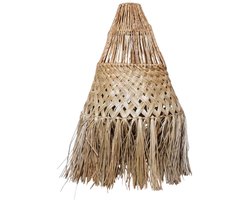 Furnilux - Hanglamp van Mendonggras – Handgemaakt & Boho Stijl met gevlochten patroon - Top - 8cm - Buik 25cm - Bodem 50cm - Hoogte 70cm