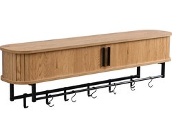 Furnilux kapstok 120 x 24 x 32 cm - XXXL - Wandkapstok Kiruna - 12 haken - Licht Eiken