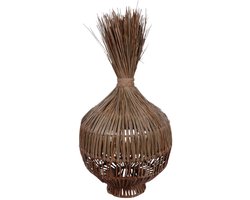 Furnilux - tafellamp van mendonggras – Handgemaakt, Duurzaam & Sfeervol - Buik 36cm - Bodem - 15cm- Hoogte 75cm