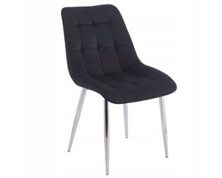 Furnitex Davis Riviera 100 - Eetkamerstoel - Zwart fluweel - Zilverkleurige poten - Gestikt patroon