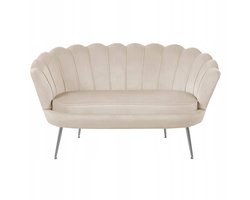 Furnitex Riviera 06 - Tweezitsbank - Beige fluwelen bekleding - Schelpvormige rugleuning