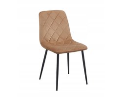 Furnitex Riviera 24 - Eetkamerstoel - Cappuccino - Fluwelen bekleding - Metalen poten
