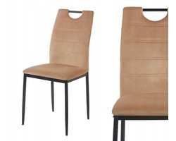 Furnitex Riviera 24 - Eetkamerstoel - Cappuccino - Fluwelen Bekleding - Zwarte Metalen Poten