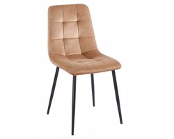 Furnitex Riviera 24 - Eetkamerstoel - Cappuccinokleurig fluweel - Zwarte metalen poten