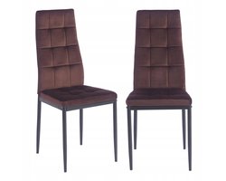 Furnitex Riviera 28 - Eetkamerstoel - Bruine fluwelen bekleding - Zwarte metalen poten