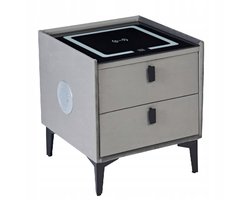 Furnitex SMART SN11-FX - Nachtkastje - Grijs fluweel - LED, USB en Bluetooth - 2 laden