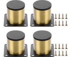 Furniture Feet Set van 4 Roestvrijstalen Meubelpoten 5 cm, Poten voor Stoelen, Tafel, Kast, Bureau, Bank, Meubelpoten met Schroeven, Eenvoudige Montage, Rond (Goud)