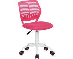 FurnitureR Ergonomische Bureaustoel - In Hoogte Verstelbare Draaistoel - Compacte Computerstoel Met Wielen - Thuiskantoor En Make Up Stoel - Roze