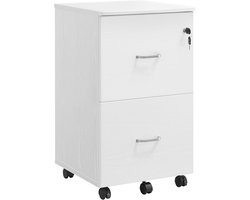 Furnstar 2-Laden Archiefkast Home Office – Verrijdbare File Cabinet met Slot – Printerstandaard – A4 & Letter Formaat – Wit – Compacte Rolling Storage