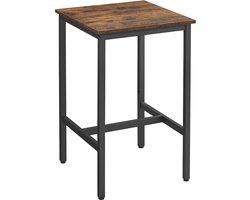 Furnstar Bartafel 60x60x92 cm – Hoge Keukentafel – Vierkant – Stabiel Stalen Frame – Industriële Stijl – Vintage Bruin/Zwart