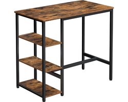 FurnStar - Bartafel - Computerbureau met opbergruimte - Hoge tafel - Stalen frame - Werkstation - Eenvoudige montage - Industriële stijl - 109 x 60 x 100 cm -Rustiek bruin-zwart