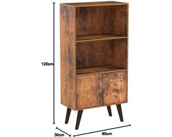 FurnStar boekenkast - 2 planken - 60x30x120cm - Bruin
