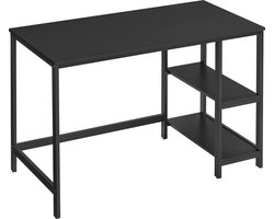 FurnStar - Bureau - Computertafel - Pc-tafel - Bureautafel - Met 2 planken aan de rechter- of linkerkant - Voor kantoor - Woonkamer - Stalen frame - Industrieel design - 60D x 120B x 76H cm - Ebbenzwart