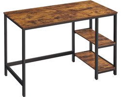 FurnStar - Bureau - computertafel - pc-tafel - bureautafel - met 2 planken rechts of links 120 x 60 x 75 cm - voor kantoor - woonkamer - stalen frame - industrieel ontwerp - vintage bruin-zwart