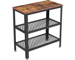 Furnstar Console Tafel - Bijzettafel - Deco Tafel met 2 Rasterplanken - Salontafel voor Gang, Woonkamer, Slaapkamer, Kantoor - Stabiel, Ruimtebesparend, Eenvoudige Montage - Vintage Donkerbruin LET33BX