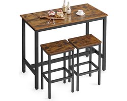FurnStar - Eettafel set van 2 - 120x60x90cm/40x30x65cm - Bruin