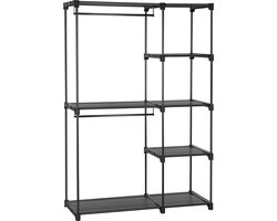 FurnStar - Garderobekast - Vrijstaande kledingkast - Opvouwbaar - Kledingrek met legplanken - Kapstok - Opbergrek - Slaapkamer - Stevig - 112x43x165 cm - Zwart