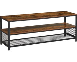 FurnStar - Industriële TV-Meubel - Langwerpig TV-Meubel - Console - Salontafel met Metalen Frame - Houtnerf - Voor Woonkamer en Slaapkamer - Rustiek Bruin