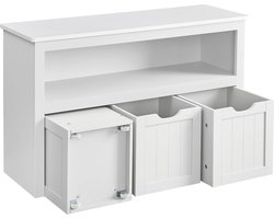 FurnStar - Kinderrek - Speelgoedopslag voor kinderen - Opbergkast - Speelgoedkast - Opbergdoos met wieltjes - Speelgoedrek - Voor kinderkamer - 102 x 30 x 60 cm - Wit