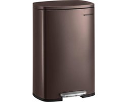 FurnStar - Pedaalemmer - Keukenemmer 50L - Pedaalemmer voor Keuken - Vuilnisbak - Soft Close, Opstappedaal - Staal - Binnenemmer - Bruin