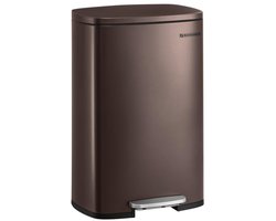 FurnStar - Pedaalemmer - Keukenemmer 50L - Pedaalemmer voor Keuken - Vuilnisbak - Soft Close, Opstappedaal - Staal - Binnenemmer - Bruin