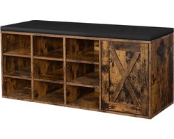 FurnStar schoenenbank - Opbergbank - 110x30x48cm - Bruin