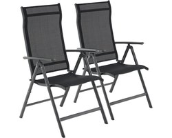 Furnstar - Tuinstoelen - 2 Stuks - 8 Verstelbare Standen - Inklapbaar - Tuin of Balkon - klapstoelen - belastbaar tot 120 kg - Zwart