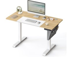 FurnStar - Verstelbaar Bureau Tafel - In Hoogte Verstelbaar Bureau Elektrisch - 70 x 160 x (72-120) cm - Geheugenfunctie voor 4 Hoogtes - Voor Thuiskantoor - Werkkamer - Pastel geel- Wit