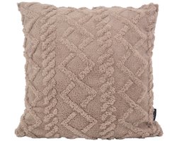 Furry Cross Taupe Kussenhoes | 45 x 45 cm | Polyester