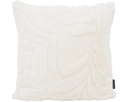 Furry Leaves Crème Kussenhoes | 45 x 45 cm | Velvet/Polyester