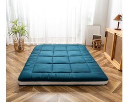 Futon Matras, Gequilte Japanse Vloermatras, Extra Dikke Gequilte Opvouwbare Slaapkussen, Ademend Vloerloungebed, Logeerbed (Bluestone, Enkel) - Maatnaam: Twin