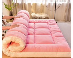 Futonmatras Topper - Vloermatras Gel - Verbeteren Slaap - Orthopedische Ondersteuning - 180 x 200 cm - Roze