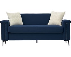 FX-P22EU-LG (SOFA 557-8) Elegante Scandinavische bank – Fijn linnenweefsel, stevig houten frame & metalen poten, comfortabel voor modern wonen- blauw