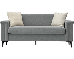 FX-P22EU-LG (SOFA 557-8) Elegante Scandinavische bank – Fijn linnenweefsel, stevig houten frame & metalen poten, comfortabel voor modern wonen-licht grijs
