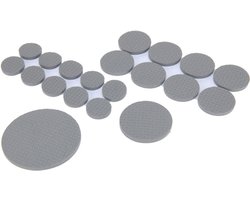 FX Tools Meubelviltjes/antislip onderleggers - grijs - 50x - kunststof - rond - 3 formaten mix van 15-50 mm - vloerbeschermers