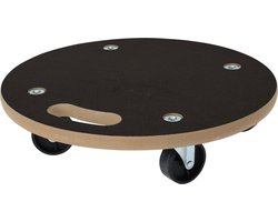 FX Tools Verhuis trolley/hondje - meubelroller op zwenkwielen - handvat - MDF - 200 kg - dia 38 cm