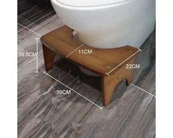 Fysiologische toiletkruk van bamboe en hout - Duurzame C-vormige wc-treeplank 35 graden (bruin)